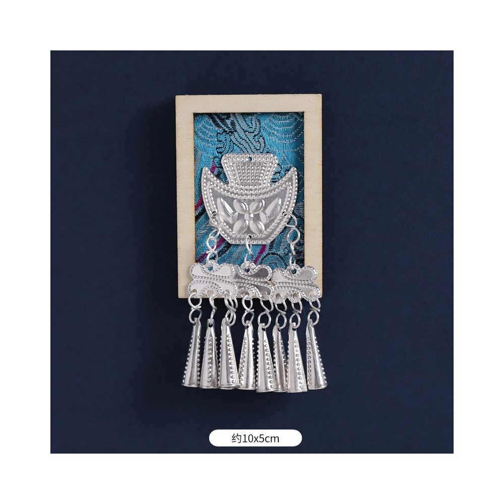 Triangle-framed blue magnet with metal charms