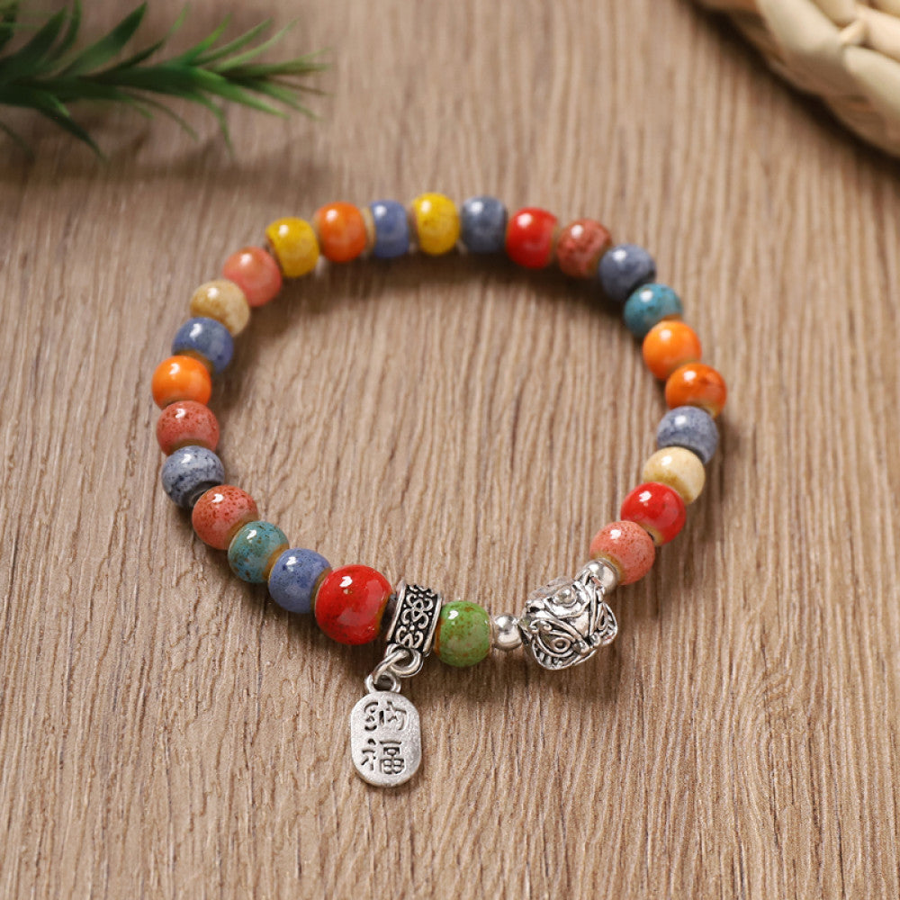 Colorful natural stone beads with silver pendants, rich ethnic charm