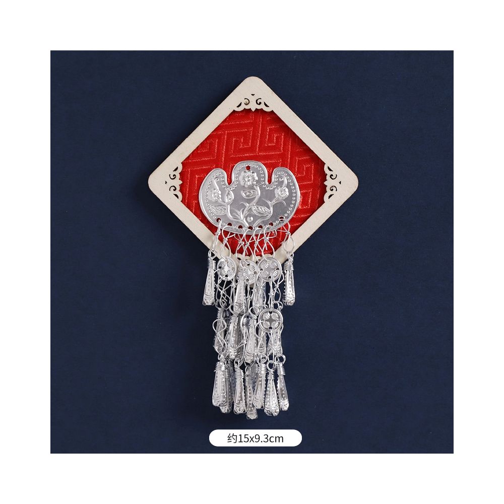 Red lantern-inspired fridge magnet with metal dangles