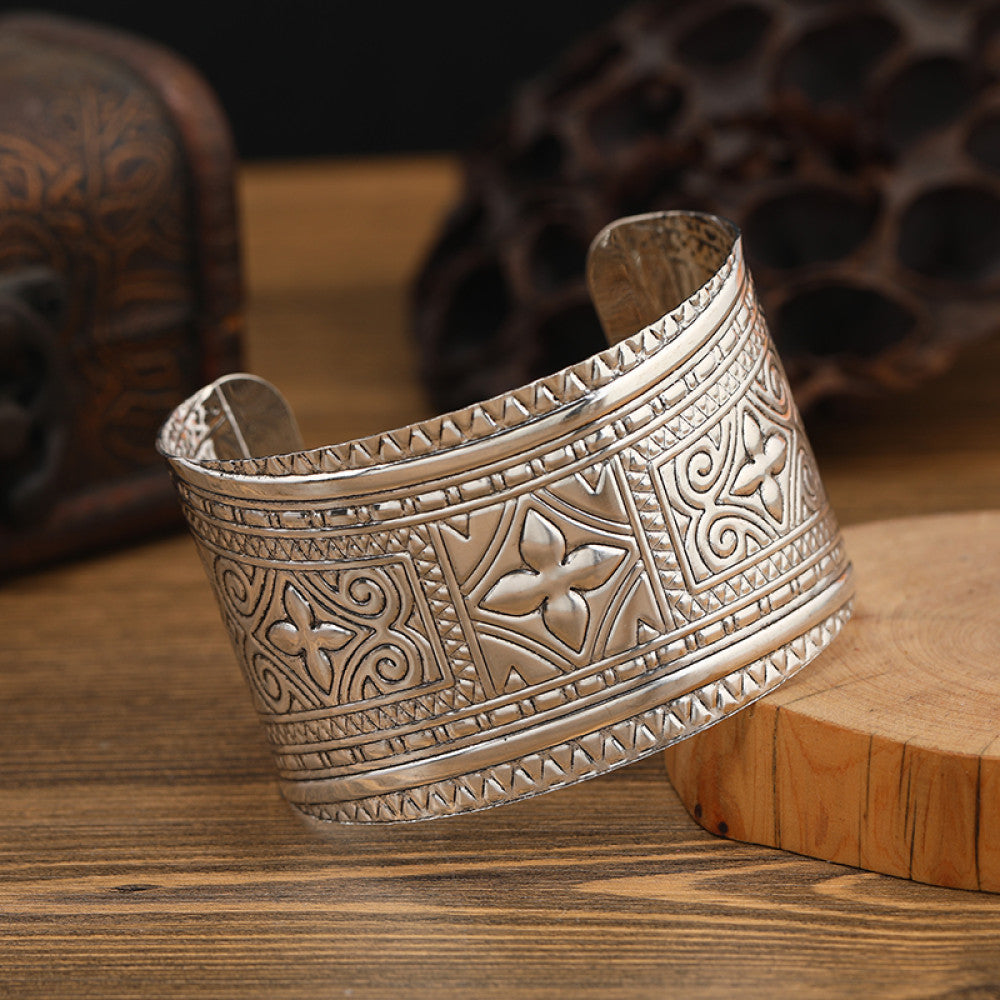 Wide Silver Bangle