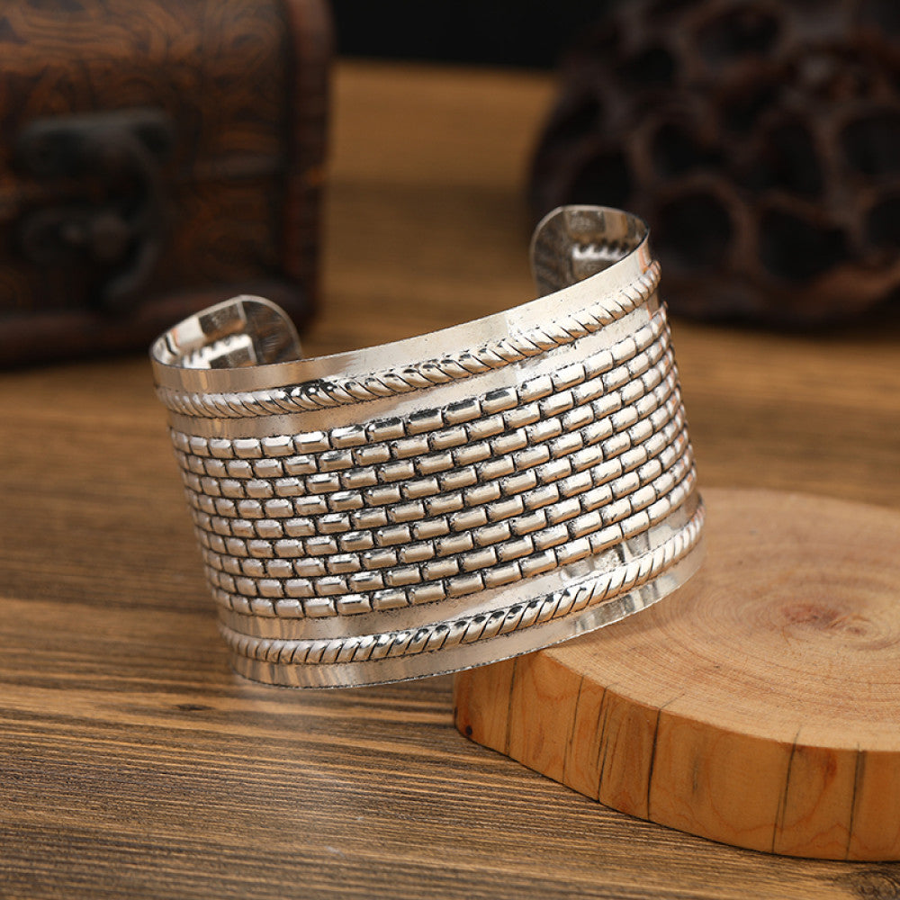 Wide Silver Bangle 02