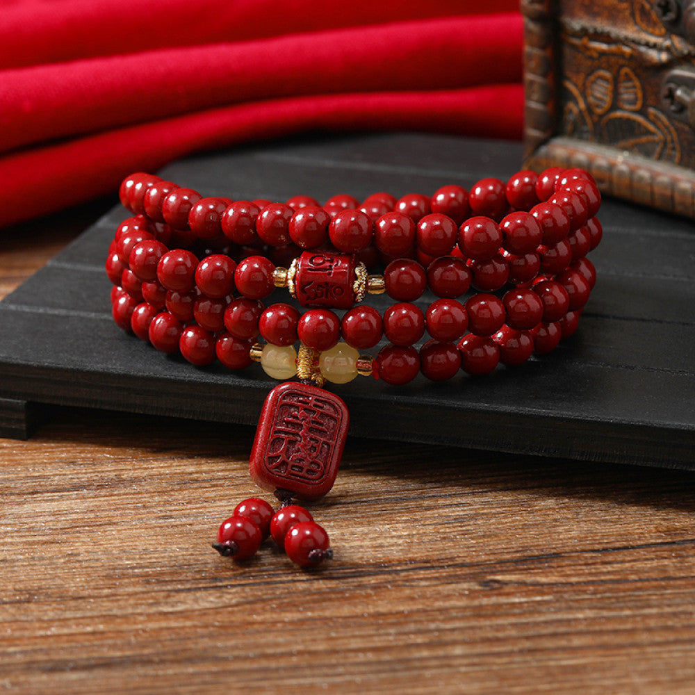 Clean red cinnabar string, simple yet timeless for all occasions.
