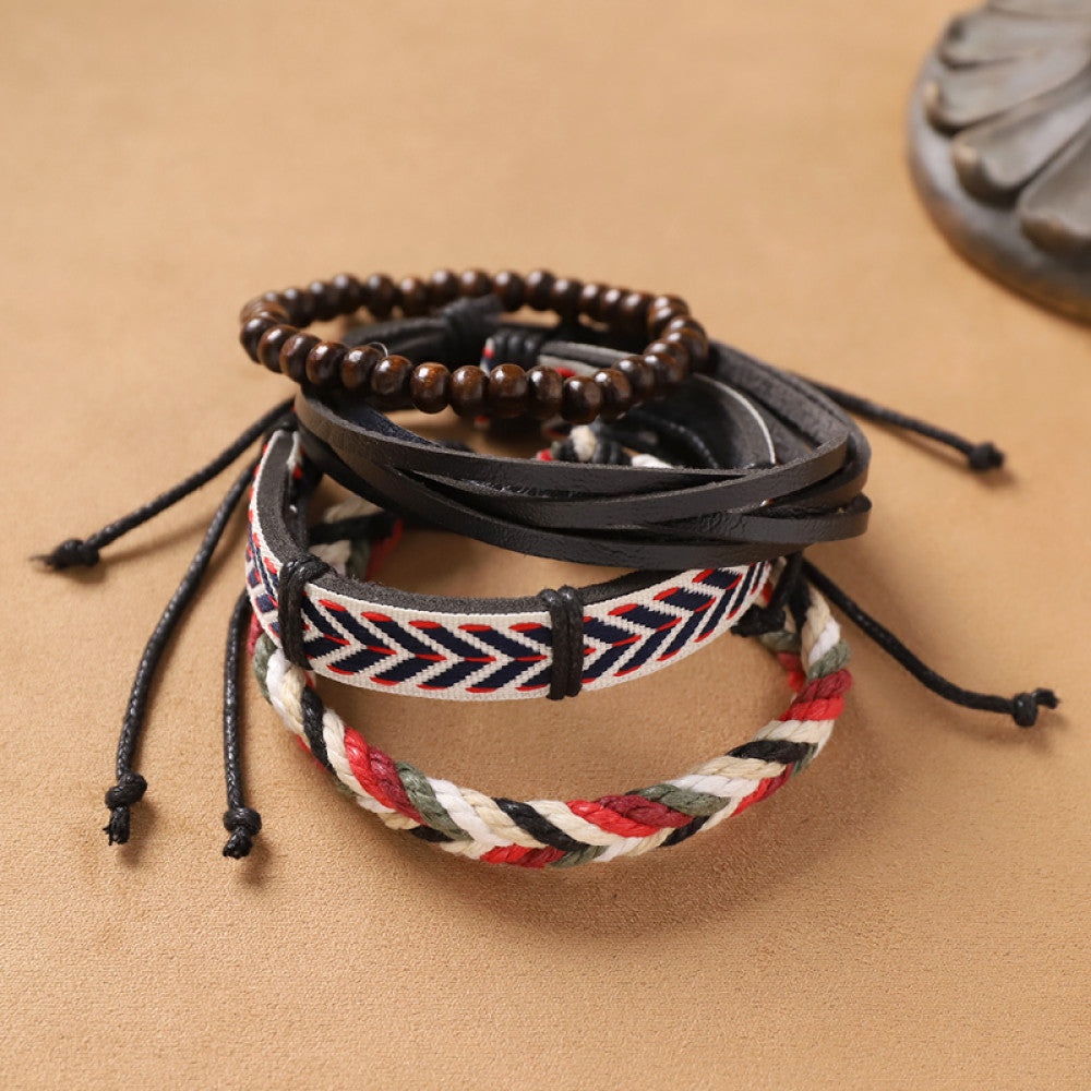 Aztec-style geometric woven bohemian multi-strand bracelet | DIY Jade