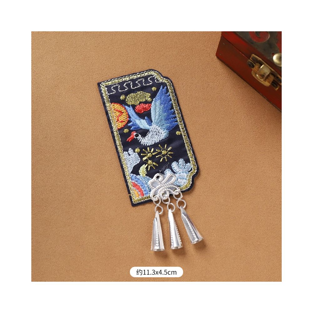 Bird pattern rectangle tassel brooch
