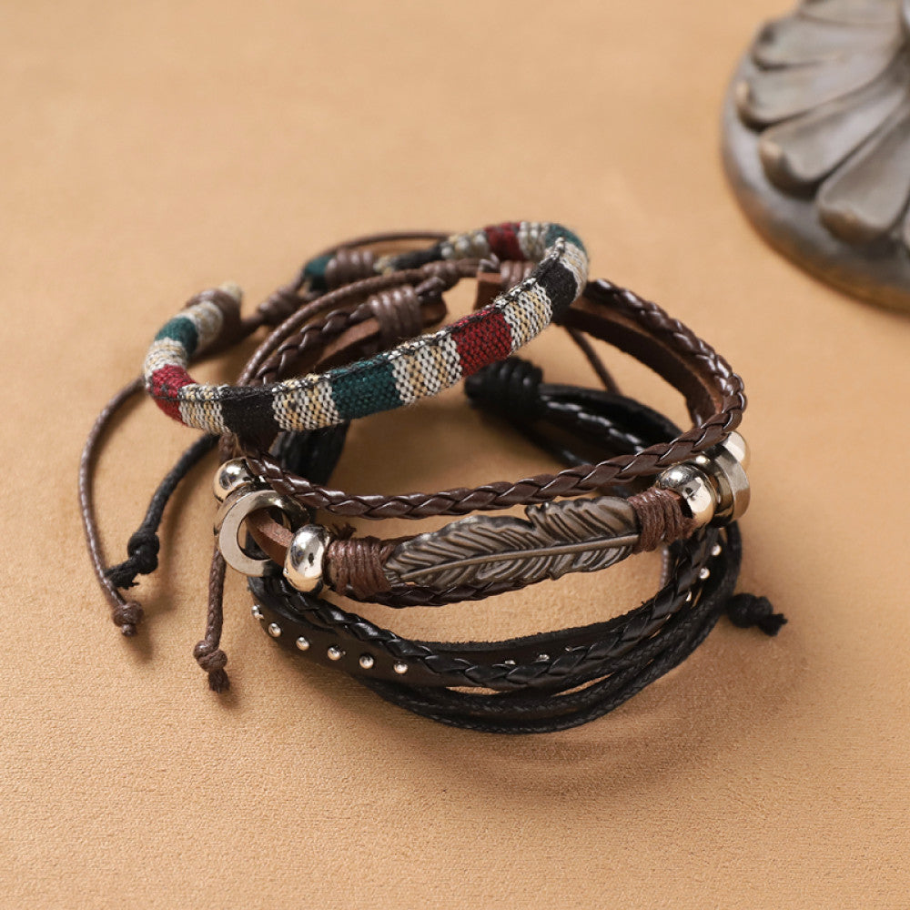 Black and red boho woven multi-strand adjustable bracelet | DIY Jade