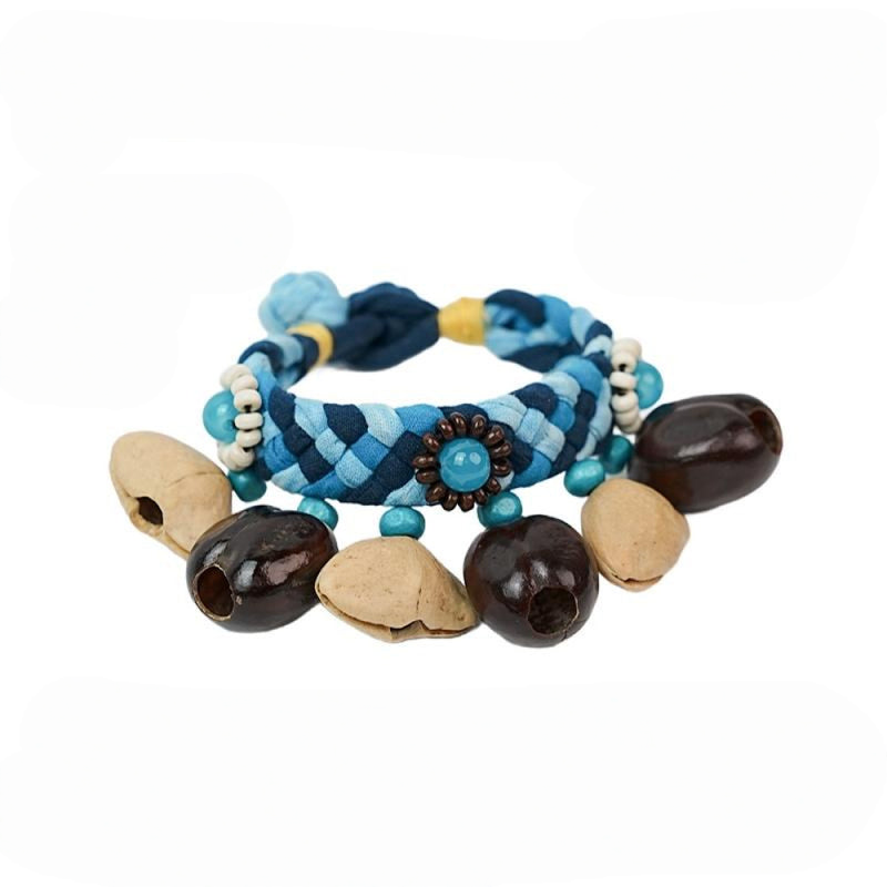 Close-up of blue flower seed bracelet | DIY Jade