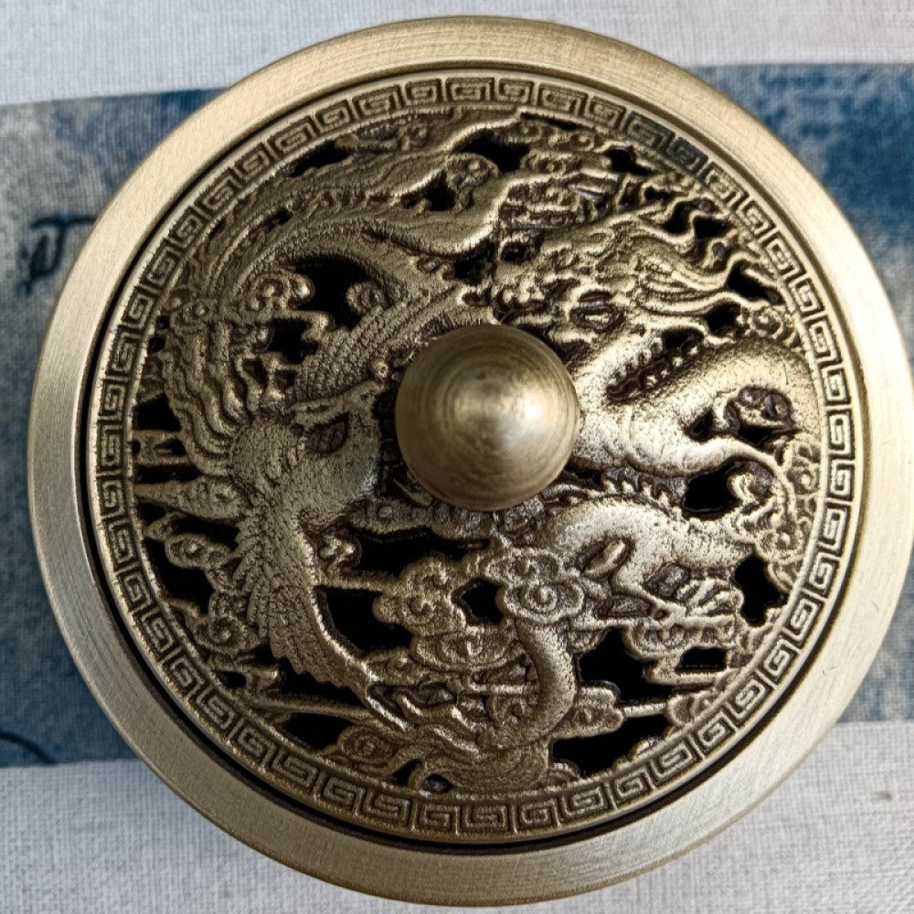 Bronze incense burner lid with intricate dragon openwork carving, vintage Chinese style | DIY Jade
