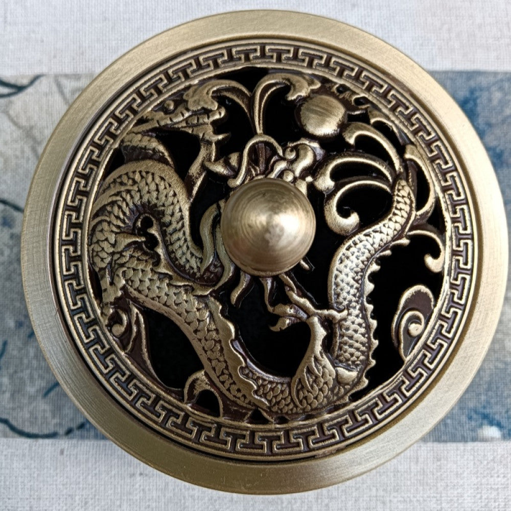 Bronze incense burner lid with dragon openwork carving, classic Chinese style | DIY Jade