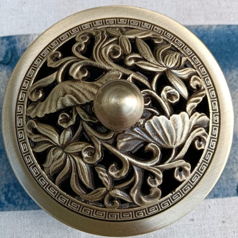 Bronze incense burner lid with lotus and bird openwork carving, classic pattern | DIY Jade