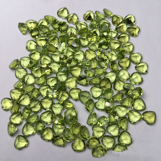 Bulk heart-cut peridot olivine loose gemstones, vivid lime-green faceted stones for jewelry crafting | DIY Jade
