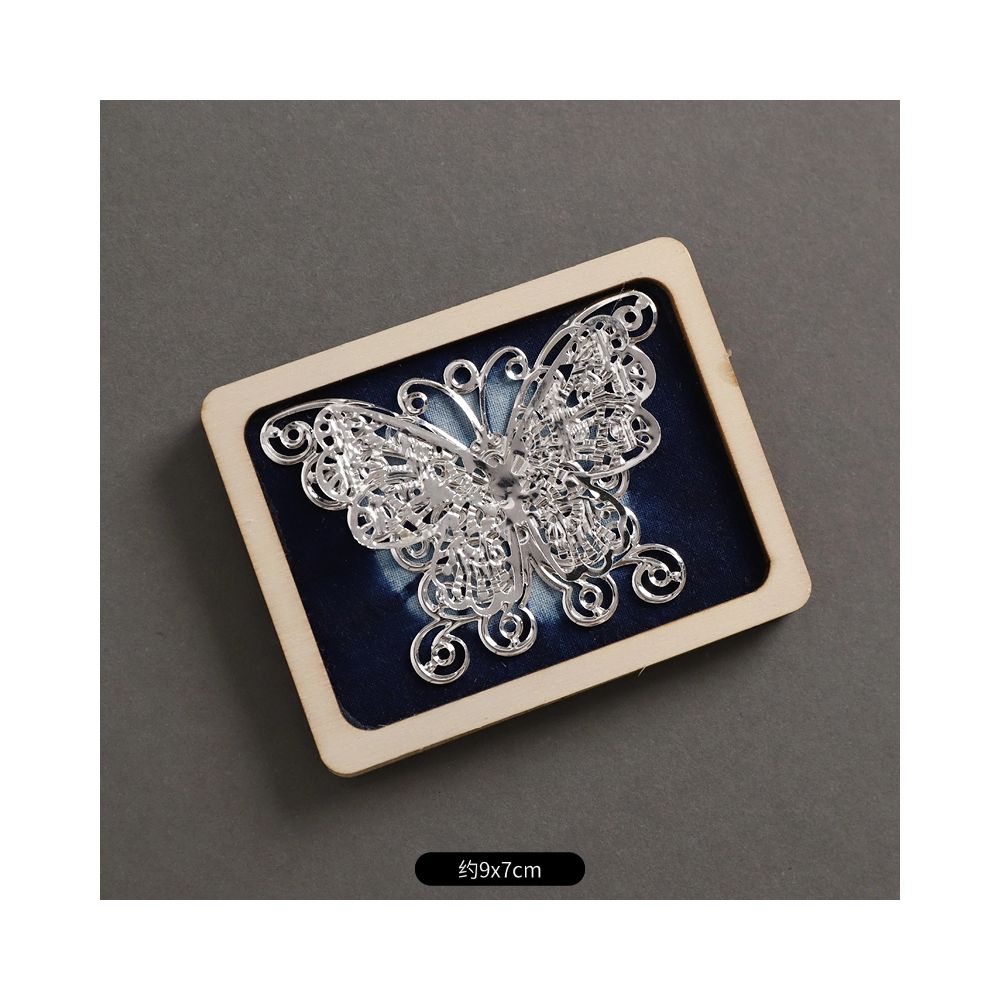 Butterfly pattern ethnic silver brooch