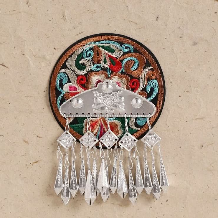 Colorful embroidered tassel wall hanging