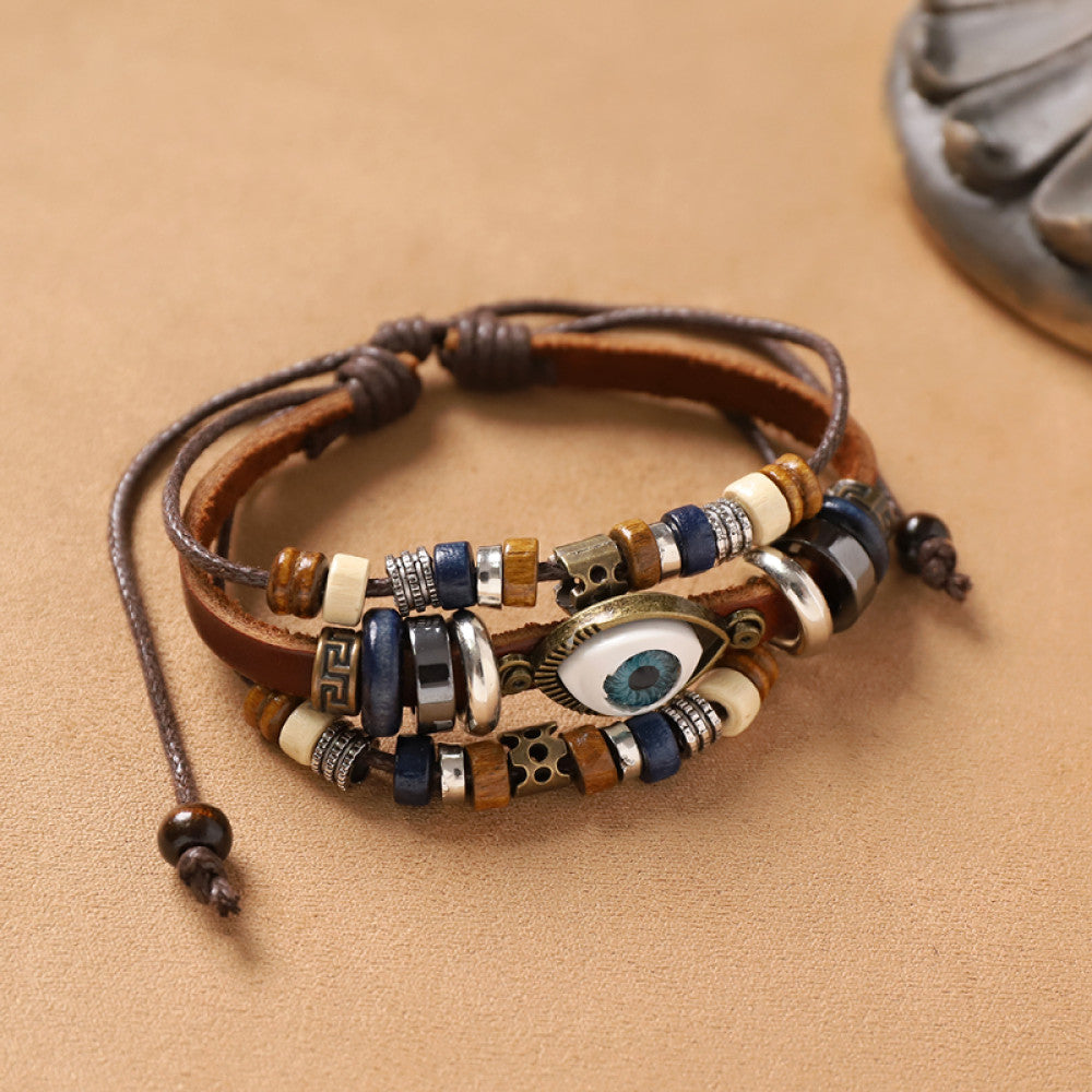 Leather bracelet with colorful glazed beads and vintage accents | DIY Jade