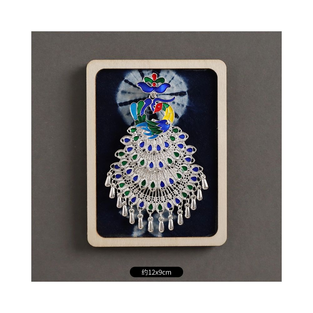 Colorful base ethnic silver decorative brooch