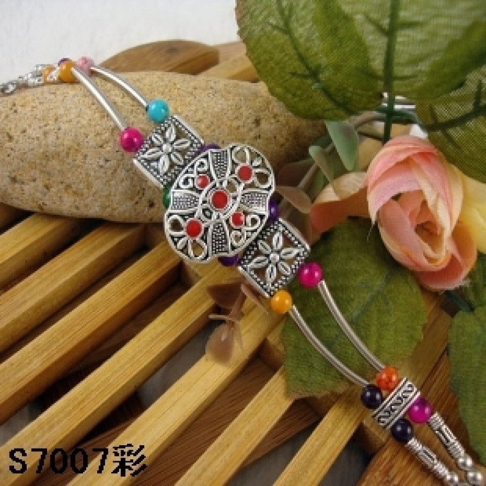 Bohemian colorful tassel silver statement bracelet | DIY Jade