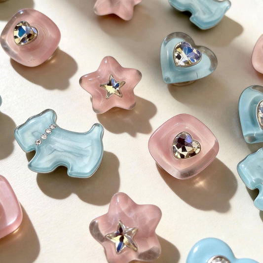 Assorted pastel pet collar decorative charms with sparkling rhinestones product view | DIY Jade