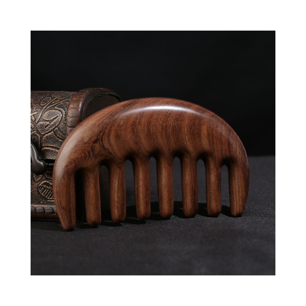 Handmade dark wood scalp massage comb