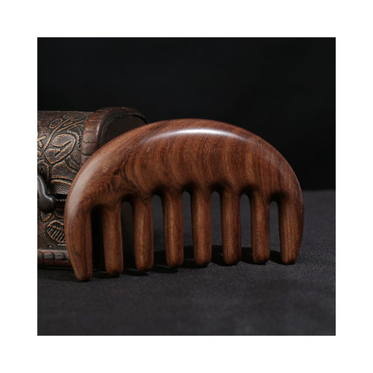 Handmade dark wood scalp massage comb