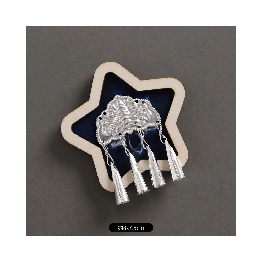 Diamond blue ethnic silver decorative brooch