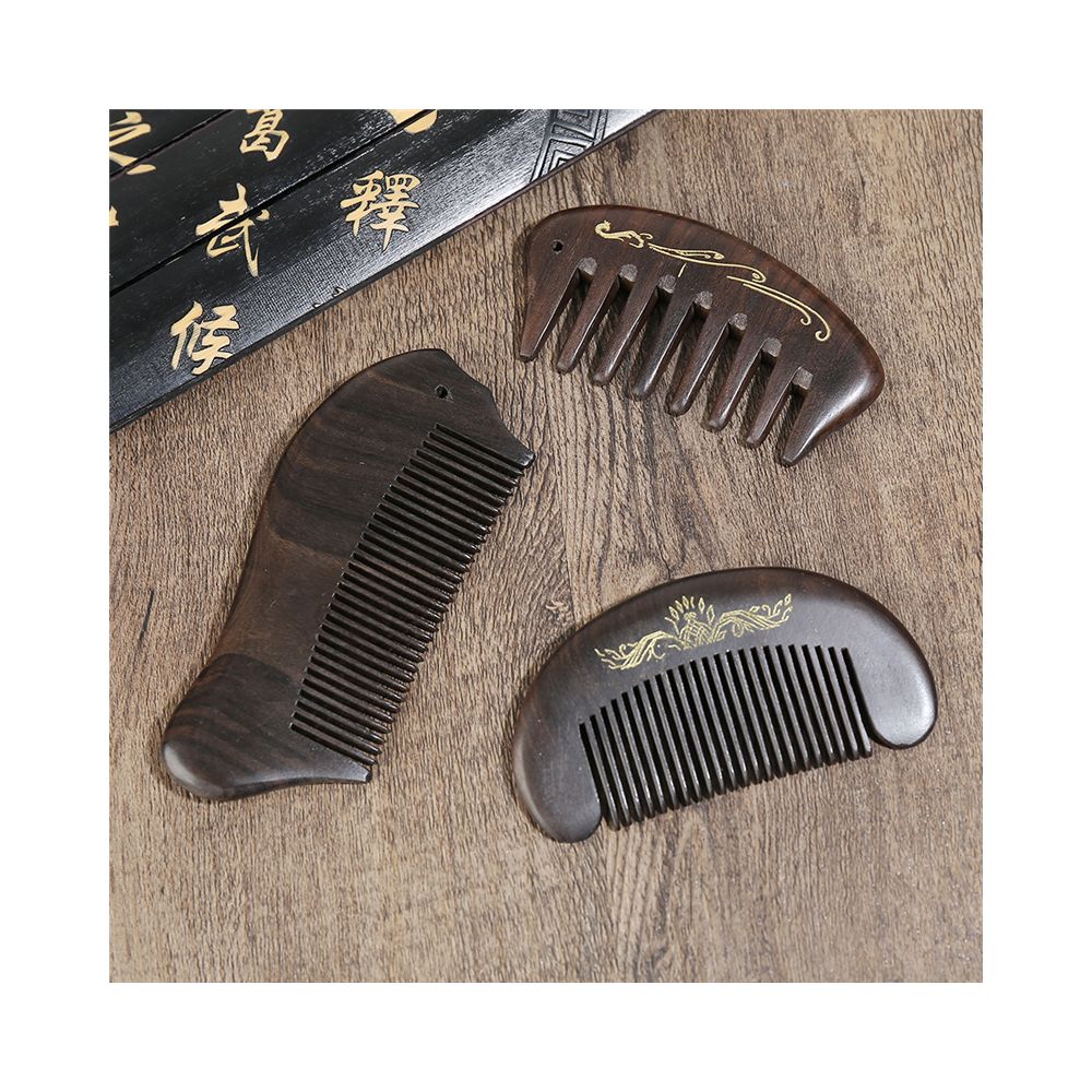 Collection of ebony wooden hair combs