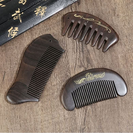 Collection of ebony wooden hair combs