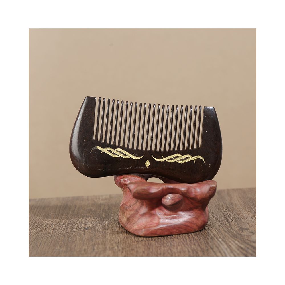 Fine tooth ebony wooden hair comb