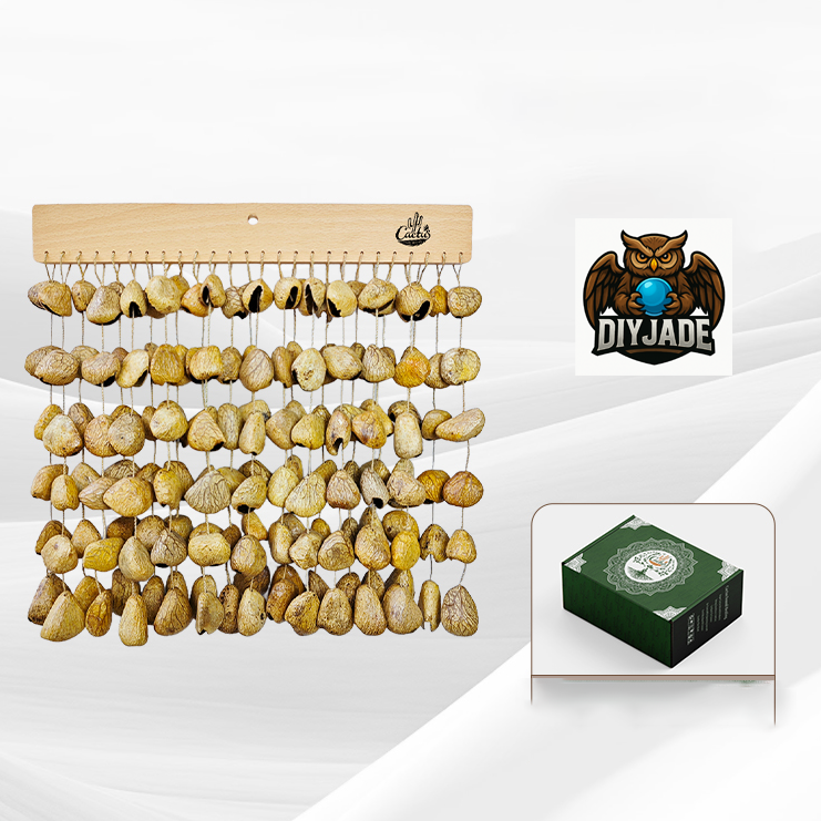 Golden‑toned seed pod wind chime, light‑color nutshell handmade hanging decoration | DIY Jade