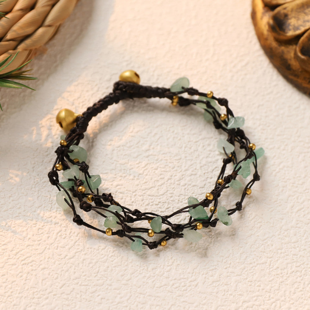 Natural green aventurine stone multi-strand braided bracelet | DIY Jade
