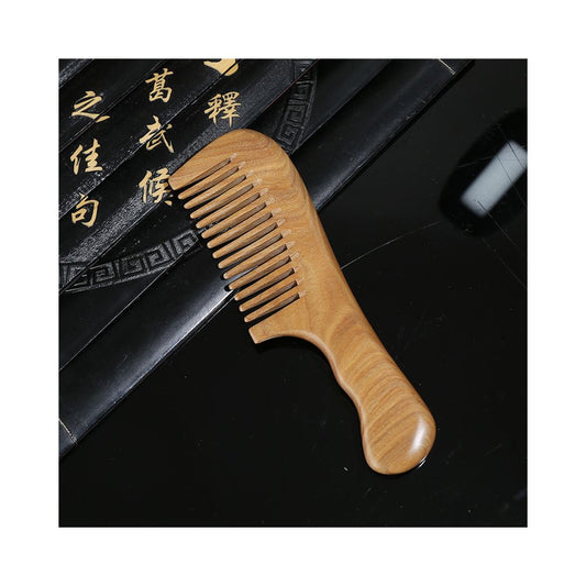 Natural green sandalwood handle hair comb