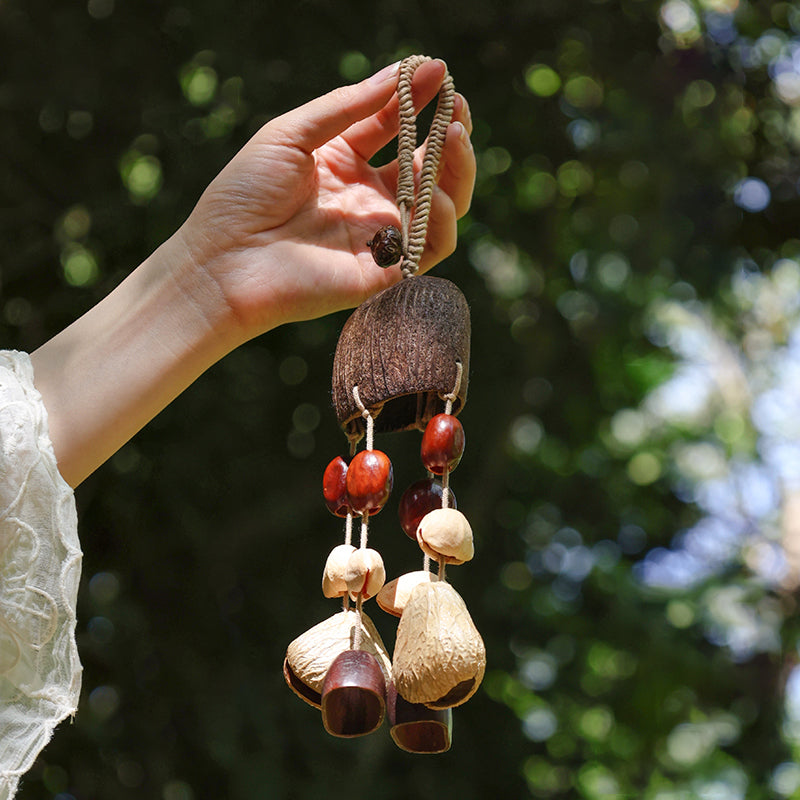 Hand holding multi‑variety seed pod pendant under bright natural sunlight | DIY Jade
