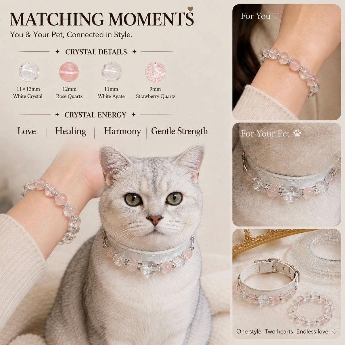 Human‑pet matching moments jewelry set product introduction info card | DIY Jade