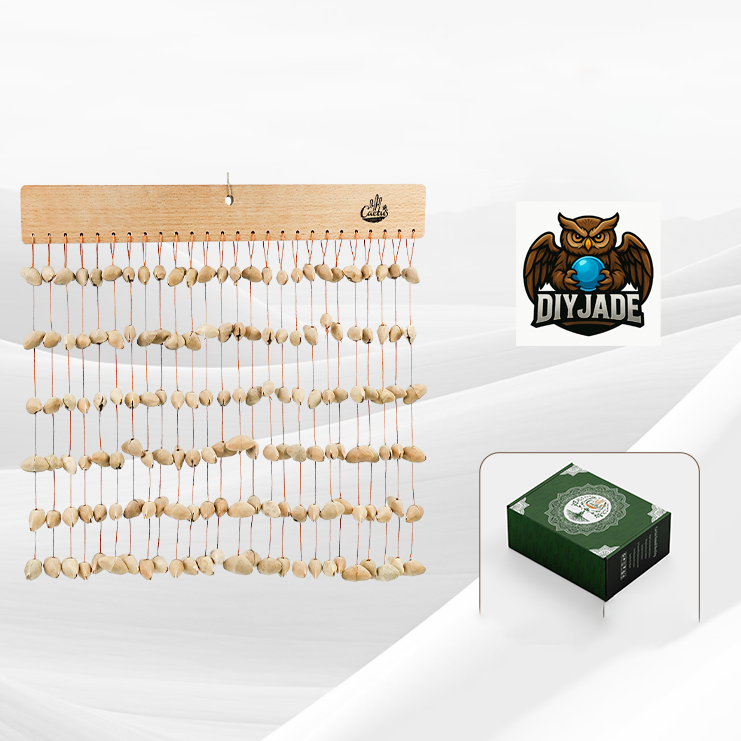 Light neutral color seed pod wind chime, natural pale nutshell hanging craft product | DIY Jade