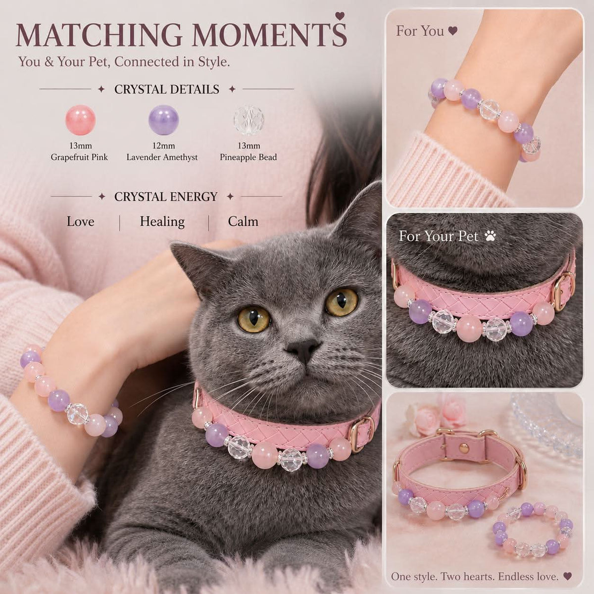 Matching moments pet‑owner jewelry set product introduction infocard | DIY Jade