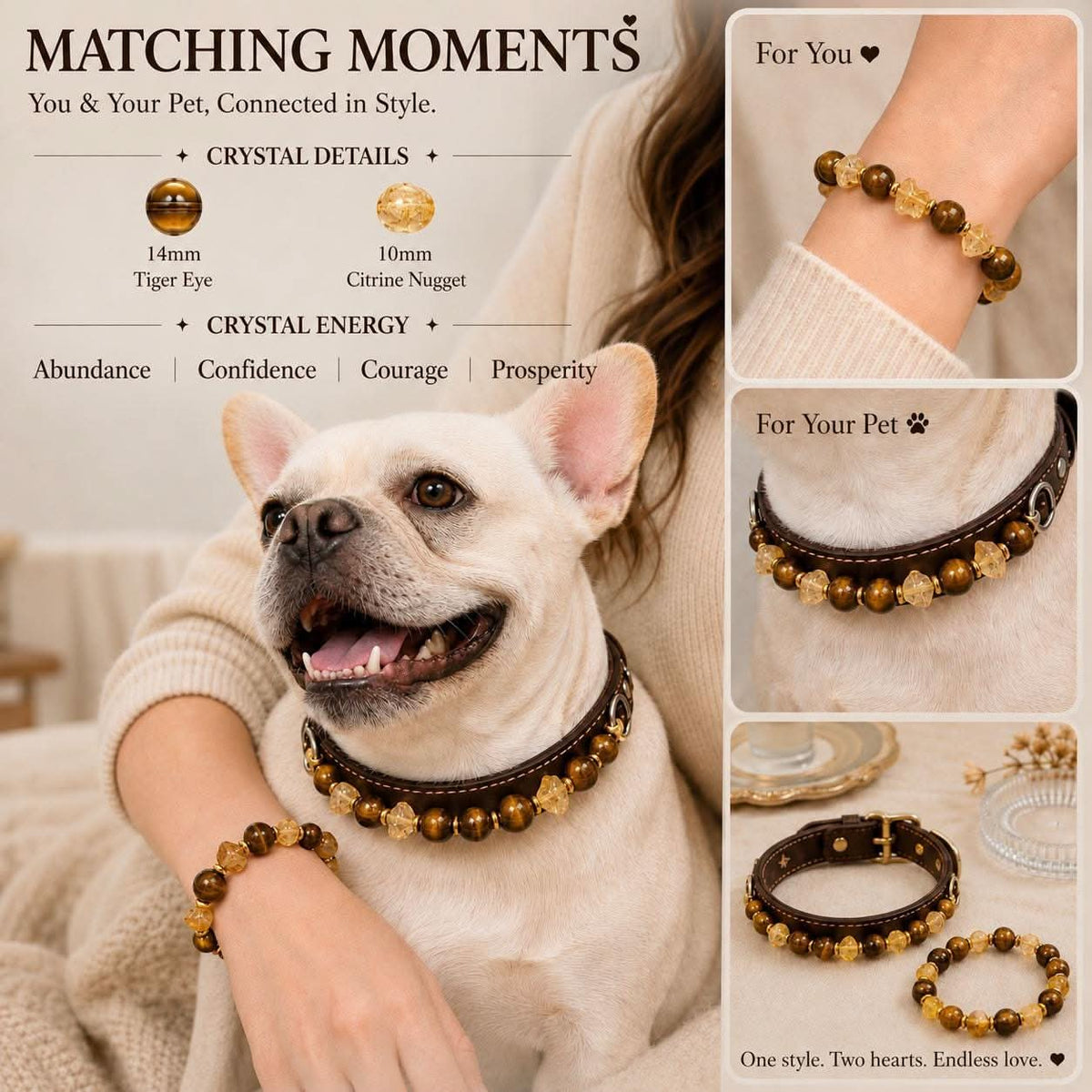 Matching‑moments tiger‑eye pet‑owner jewelry set product infocard | DIY Jade