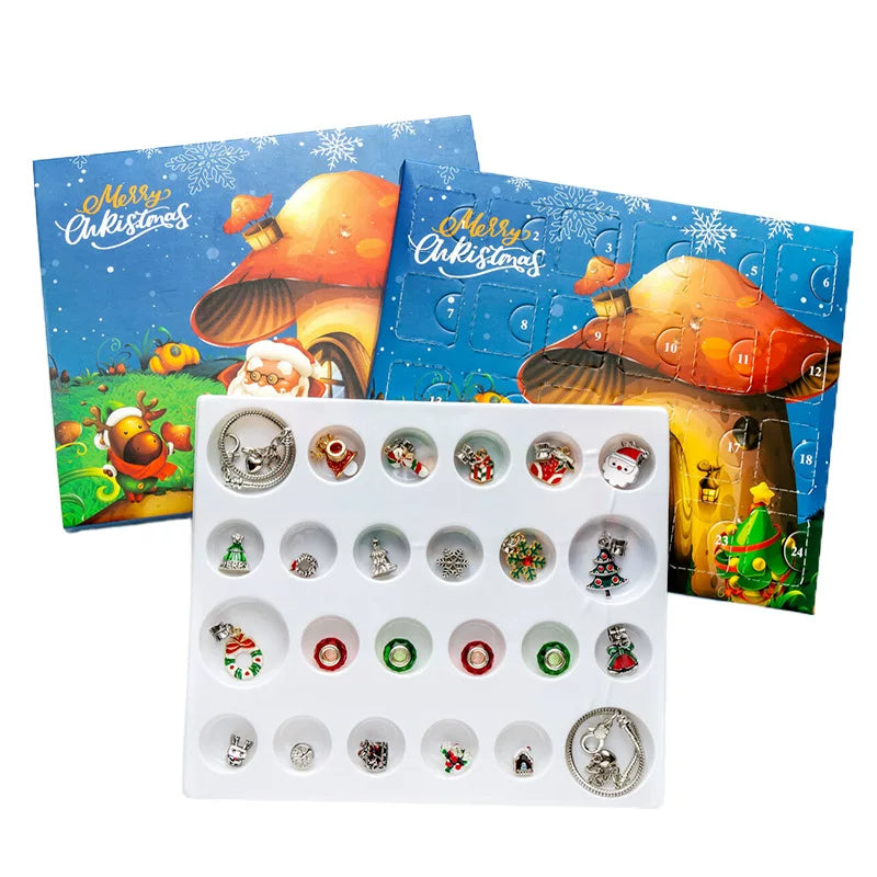 Christmas bracelet craft kit, easy-to-make holiday jewelry set with Santa and snowflake pendants|DIYJade