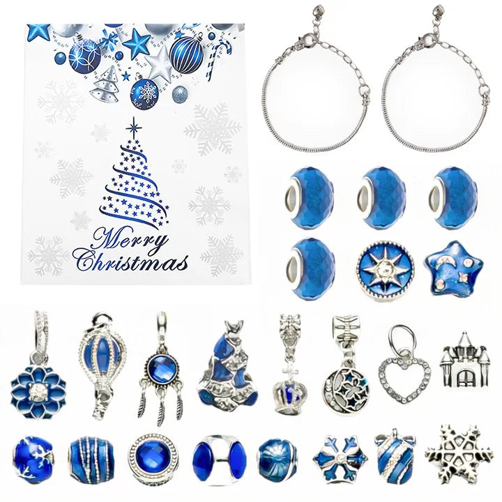 Holiday DIY jewelry gift box with Christmas tree pendant, beads, metal chain and charm accessories|DIYJade