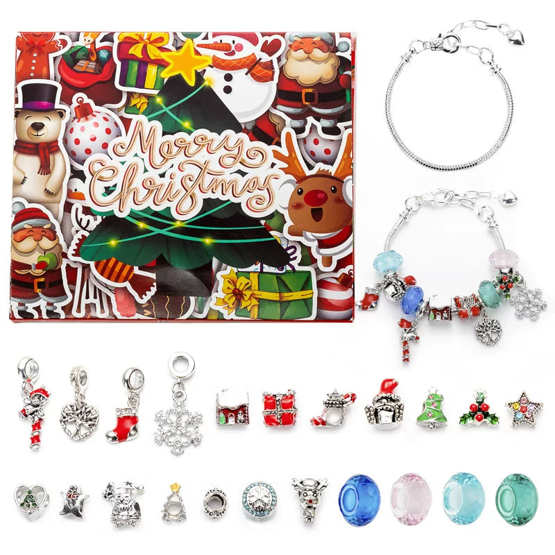 Festive DIY jewelry making kit, Christmas gift box with assorted beads, pendants and chains|DIYJade