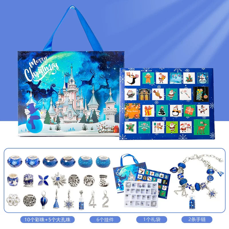 Christmas DIY jewelry set for kids and adults, beading kit with charms and metal chain, gift-ready box|DIYJade