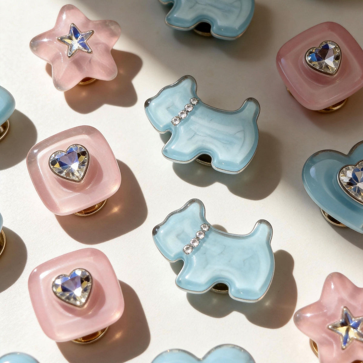 Collection of heart star dog‑design rhinestone charms for small pet collars | DIY Jade