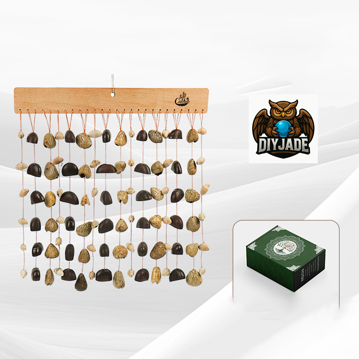 Mixed tone natural seed pod wind chime, assorted nutshell hanging ornament product | DIY Jade