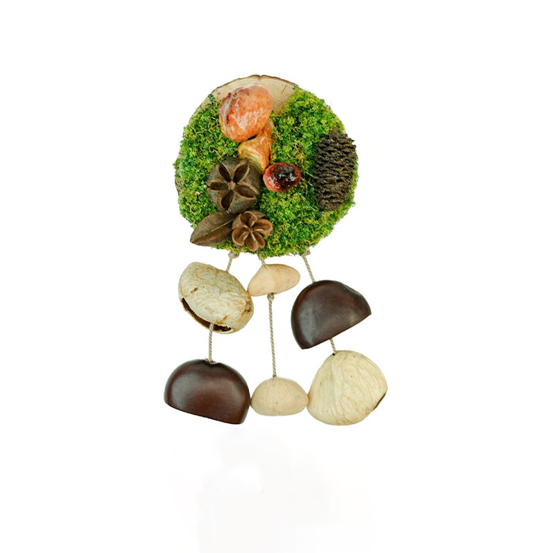 Moss covered round base seed pod hanging mobile botanical craft decor | DIY Jade