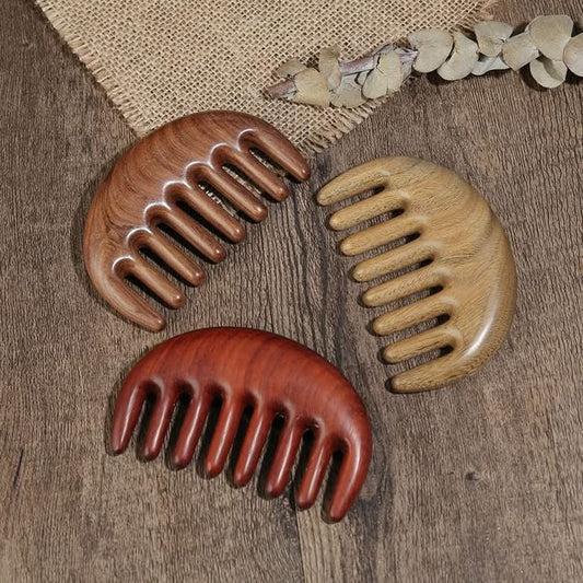 Set of wooden scalp massage combs