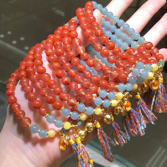 Collection of red agate tassel bracelets bulk set | DIY Jade