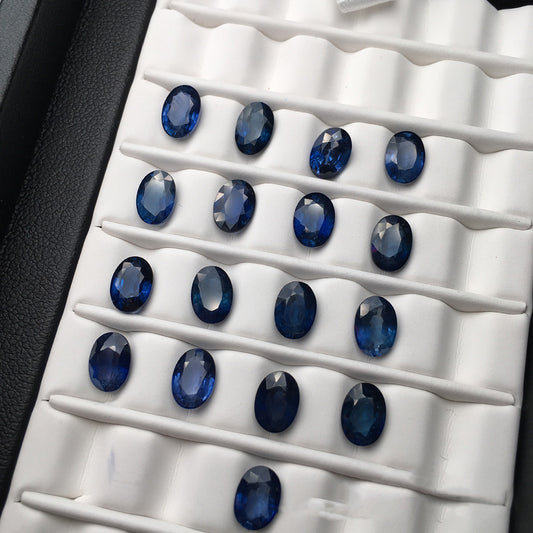 Natural deep blue oval-cut faceted loose gemstones for jewelry crafting | DIY Jade

