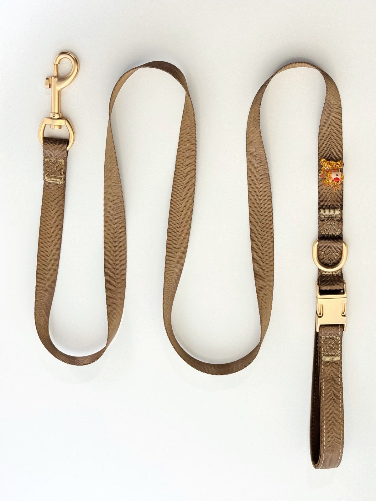 Pet collar, Matching Christmas Pet Leash Set, Brown Webbing Dog Lead with Ornaments |DIY Jade