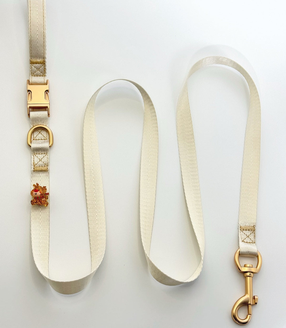 Pet collar, Matching Christmas Pet Leash Set, Brown Webbing Dog Lead with Ornaments |DIY Jade