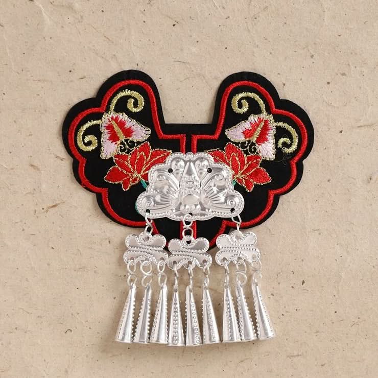 Pink flower embroidered hanging ornament