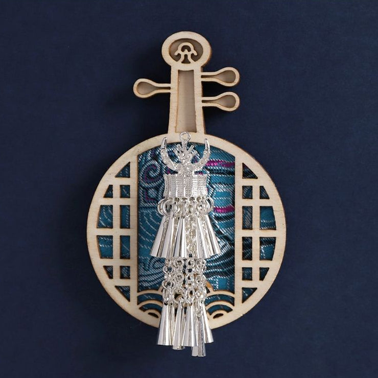 pipa lute shaped fridge magnet, imitation Miao silver tassel ornament souvenir
