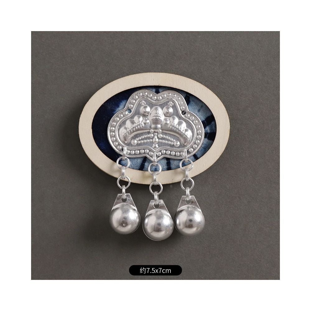 Rabbit shape ethnic silver tassel brooch