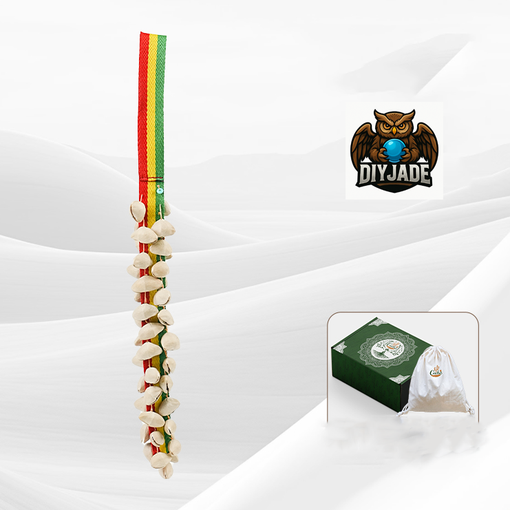 Rainbow cord strand chime with mixed small seed pods, stacked vertical handicraft | DIY Jade